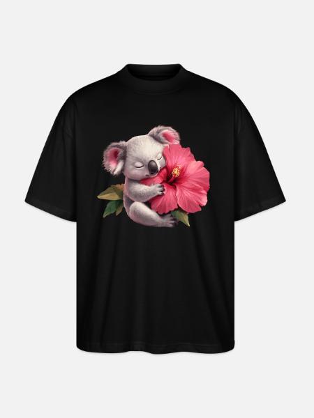Koala mit Riesenblume - Stanley/Stella Oversized Unisex Bio T-Shirt Blaster 2.0 - Schwarz