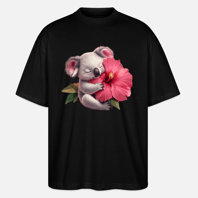 Koala mit Riesenblume - Stanley/Stella Oversized Unisex Bio T-Shirt Blaster 2.0 - Schwarz