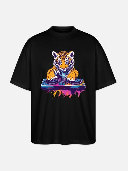 Tigerbaby als DJ - Stanley/Stella Oversized Unisex Bio T-Shirt Blaster 2.0 - Schwarz
