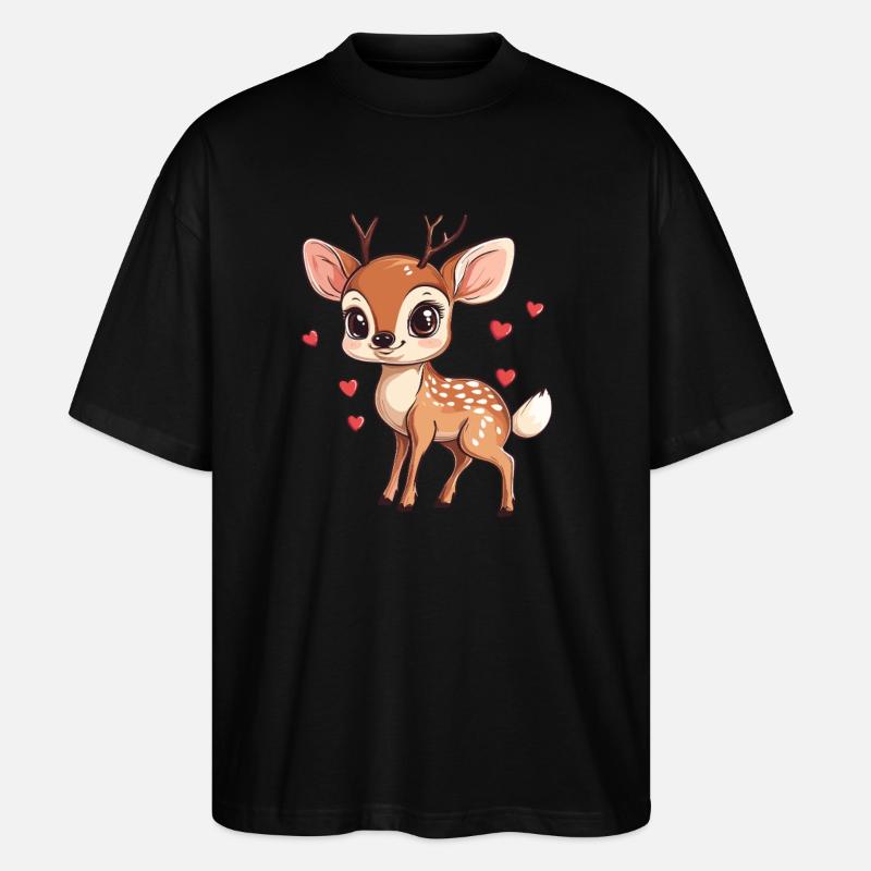 Rehkitz mit Herzen - Stanley/Stella Oversized Unisex Bio T-Shirt Blaster 2.0 - Schwarz