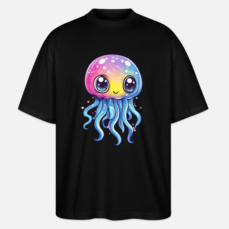 Regenbogen-Qualle - Stanley/Stella Oversized Unisex Bio T-Shirt Blaster 2.0 - Schwarz
