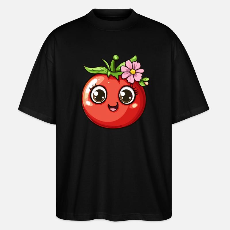 Tomate avec fleur - T-shirt bio Blaster 2.0 coupe oversize Stanley/Stella Unisexe - noir