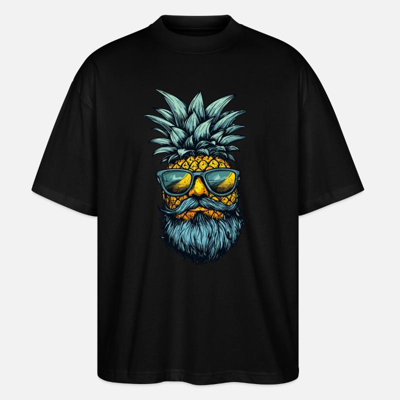 Ananas mit Bart - Stanley/Stella Oversized Unisex Bio T-Shirt Blaster 2.0 - Schwarz