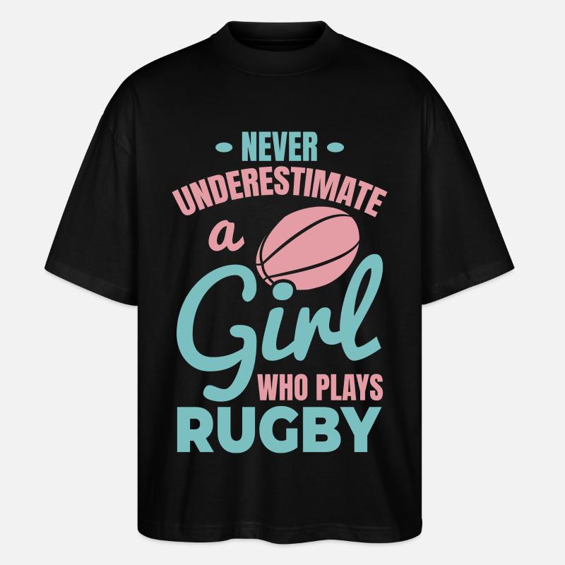 Rugby Spieler Mädchen - Stanley/Stella Oversized Unisex Bio T-Shirt Blaster 2.0 - Schwarz
