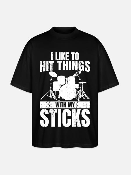 Funny Drummer Joke - Stanley/Stella Oversized Unisex Organic T-shirt Blaster 2.0 - black