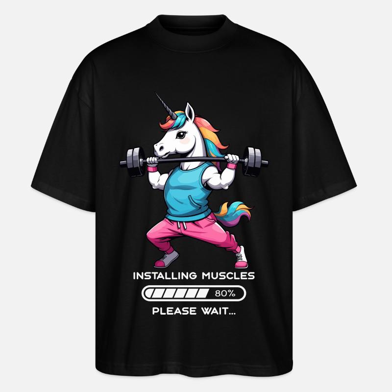 Licorne bodybuilder - T-shirt bio Blaster 2.0 coupe oversize Stanley/Stella Unisexe - noir