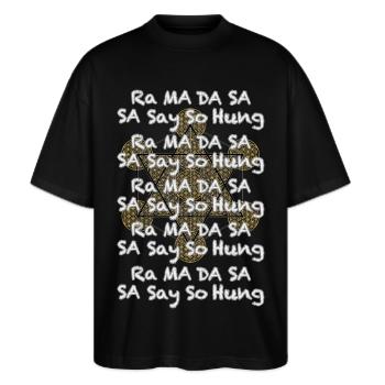 Mantra of Healing - Stanley/Stella Oversized Unisex Organic T-shirt Blaster 2.0 - black - Front - Alina (178cm) & Michal (187cm)