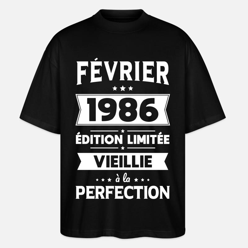 40. Jubiläum – Februar 1986 Perfektion - Stanley/Stella Oversized Unisex Bio T-Shirt Blaster 2.0 - Schwarz