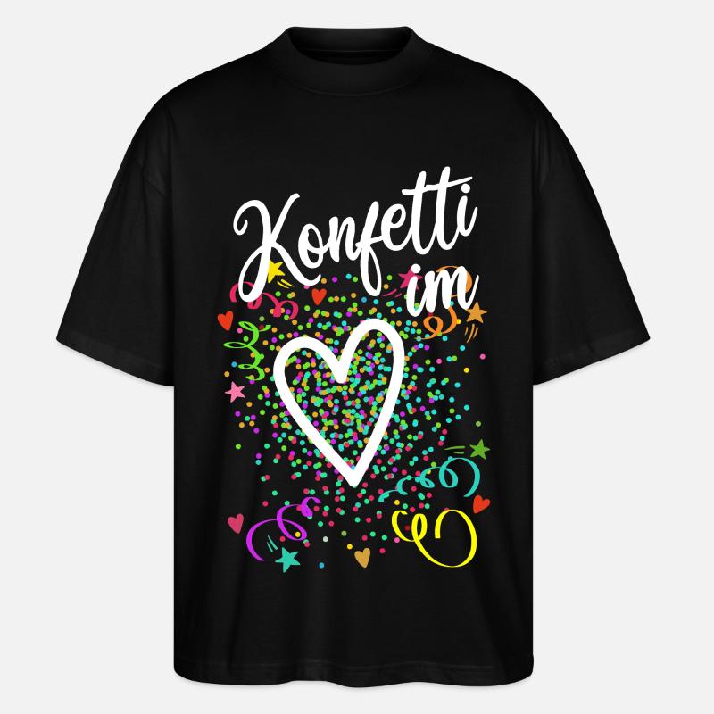 Konfetti im Herzen - Karneval im Blut - Stanley/Stella Oversized Unisex Bio T-Shirt Blaster 2.0 - Schwarz
