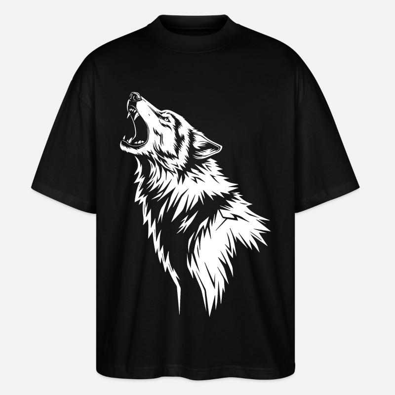 Heulender Wolf in Silhouette - Stanley/Stella Oversized Unisex Bio T-Shirt Blaster 2.0 - Schwarz