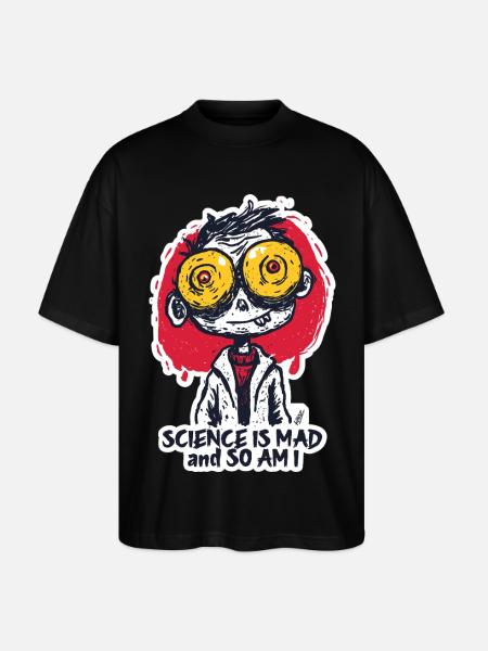 Wide-Eyed Mad Scientist Sticker - Stanley/Stella Oversized Unisex Organic T-shirt Blaster 2.0 - black