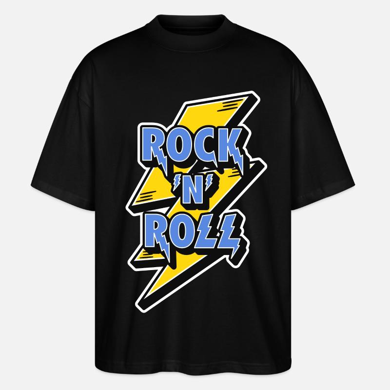 Rock'n'Roll-Logo mit Blitz - Stanley/Stella Oversized Unisex Bio T-Shirt Blaster 2.0 - Schwarz