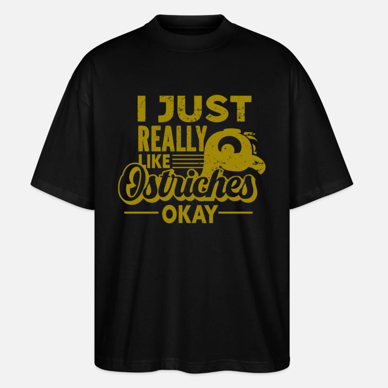 Strauß - Tiere - Stanley/Stella Oversized Unisex Bio T-Shirt Blaster 2.0 - Schwarz