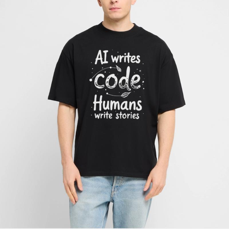AI Writes Code - Humans Write Stories Stanley/Stella Oversized Unisex Organic T-shirt Blaster 2.0