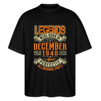 1948 Décembre Birthday Legend - T-shirt bio Blaster 2.0 coupe oversize Stanley/Stella Unisexe - noir - Devant - Alina (178cm) & Michal (187cm)