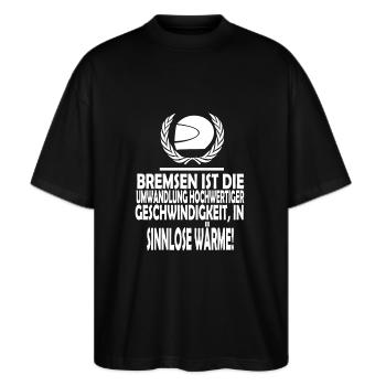 Motorrad - Stanley/Stella Oversized Unisex Bio T-Shirt Blaster 2.0 - Schwarz - Vorne - Alina (178cm) & Michal (187cm)