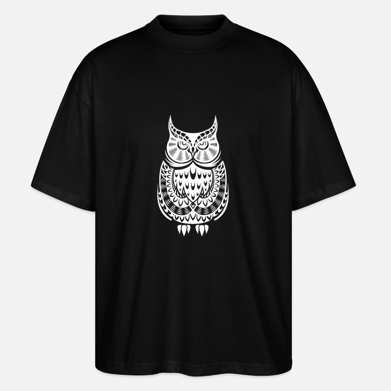 Pattern Owl - Stanley/Stella Oversized Unisex Organic T-shirt Blaster 2.0 - black