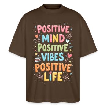 Positivité - T-shirt bio Blaster 2.0 coupe oversize Stanley/Stella Unisexe - marron foncé - Devant - Alina (178cm) & Michal (187cm)