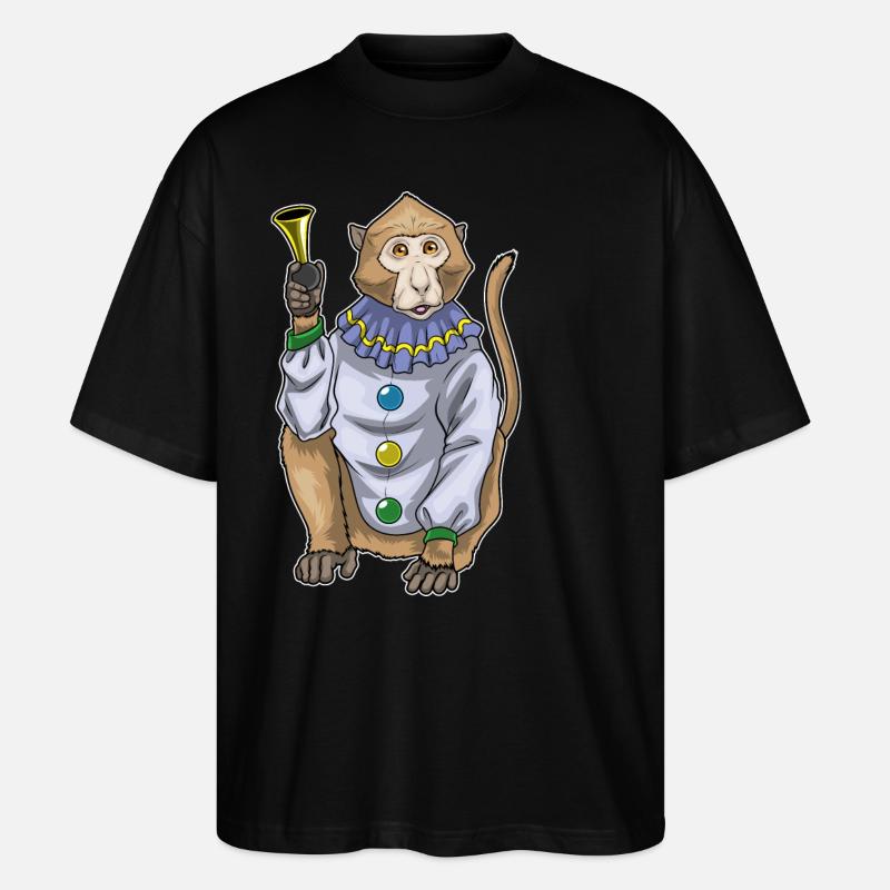 Monkey Clown Horn - Stanley/Stella Oversized Unisex Organic T-shirt Blaster 2.0 - black
