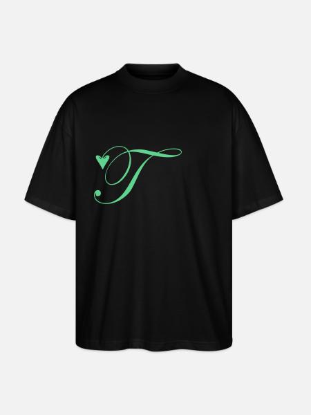 Monogram T Hjerte Vinranke - Stanley/Stella Oversize Unisex Øko T-shirt Blaster 2.0 - sort
