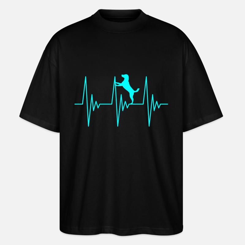 Hund EKG Liebe - Stanley/Stella Oversized Unisex Bio T-Shirt Blaster 2.0 - Schwarz