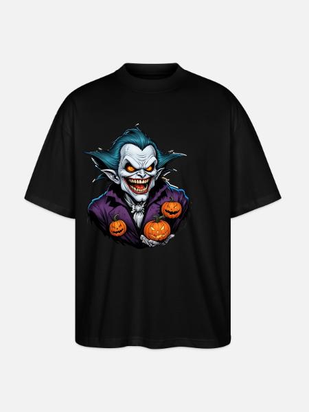 Halloween Vampire with Pumpkins - Stanley/Stella Oversized Unisex Organic T-shirt Blaster 2.0 - black
