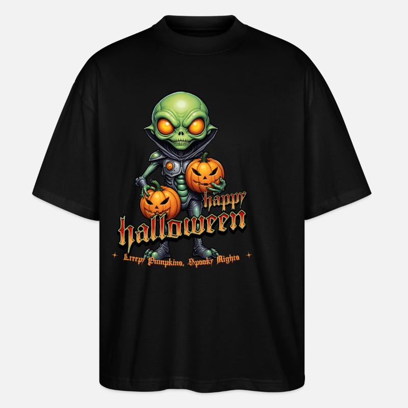 Alien mit Kürbisköpfen Halloween - Stanley/Stella Oversized Unisex Bio T-Shirt Blaster 2.0 - Schwarz