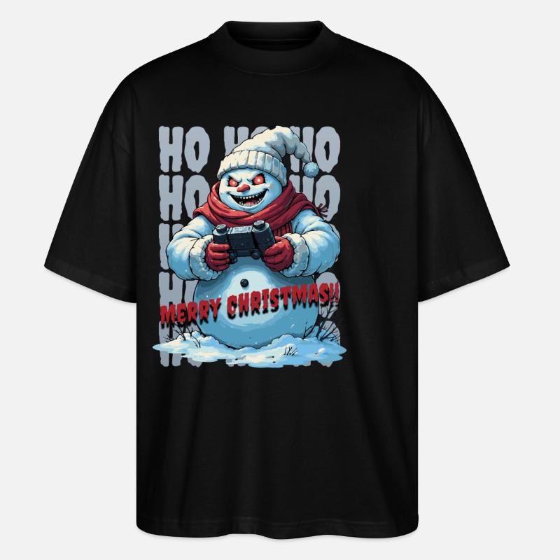 Evil Snowman Playing Christmas - Stanley/Stella Oversized Unisex Organic T-shirt Blaster 2.0 - black