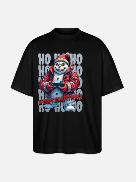 Evil Snowman Playing Christmas - Stanley/Stella Oversized Unisex Organic T-shirt Blaster 2.0 - black