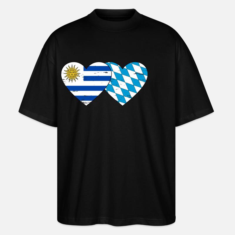 Uruguay Bavaroise drapeau coeur utilisé - T-shirt bio Blaster 2.0 coupe oversize Stanley/Stella Unisexe - noir