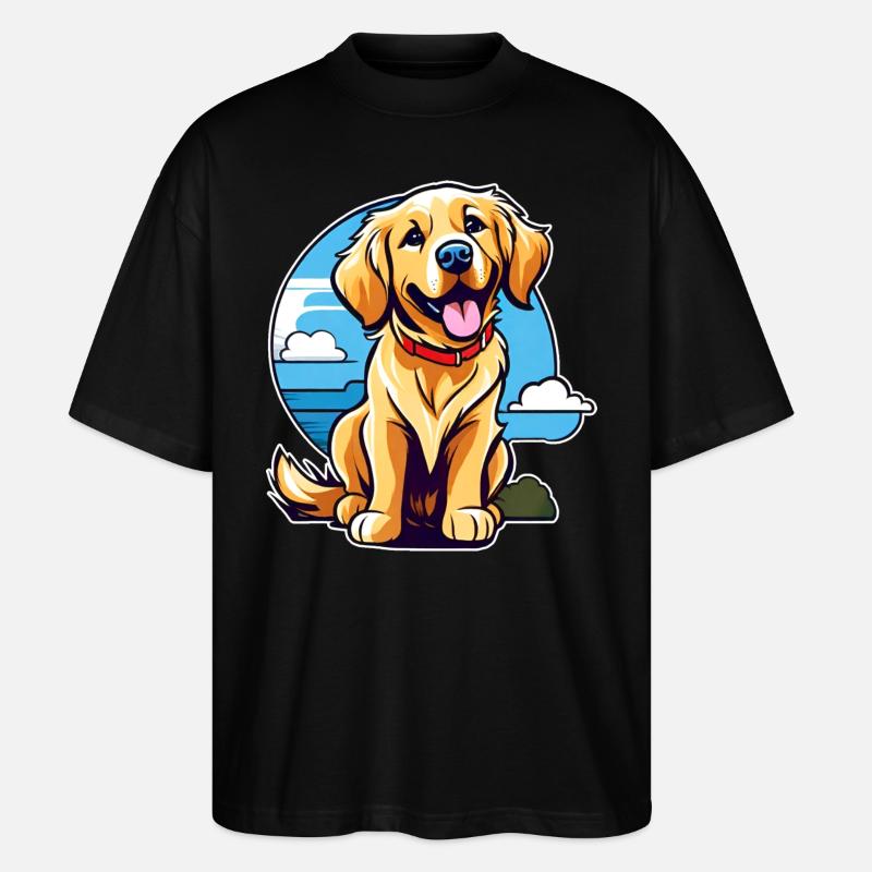 Chien Golden Retriever mignon - T-shirt bio Blaster 2.0 coupe oversize Stanley/Stella Unisexe - noir