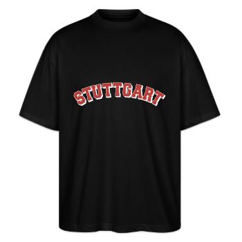 Stuttgart College - Stanley/Stella Oversized Unisex Bio T-Shirt Blaster 2.0 - Schwarz - Vorne - Alina (178cm) & Michal (187cm)