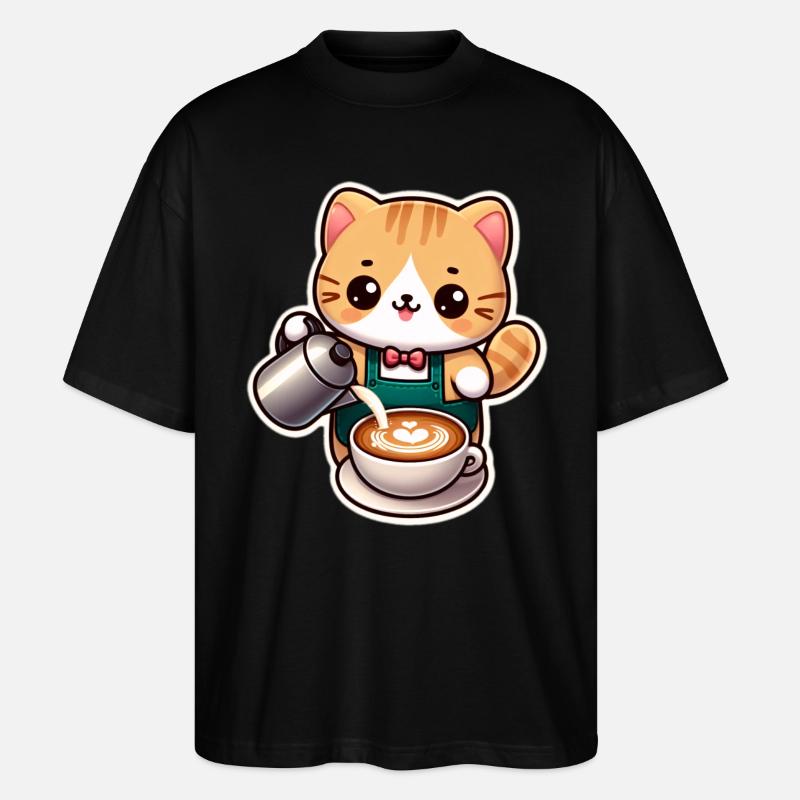 Kätzchen Barista - Stanley/Stella Oversized Unisex Bio T-Shirt Blaster 2.0 - Schwarz