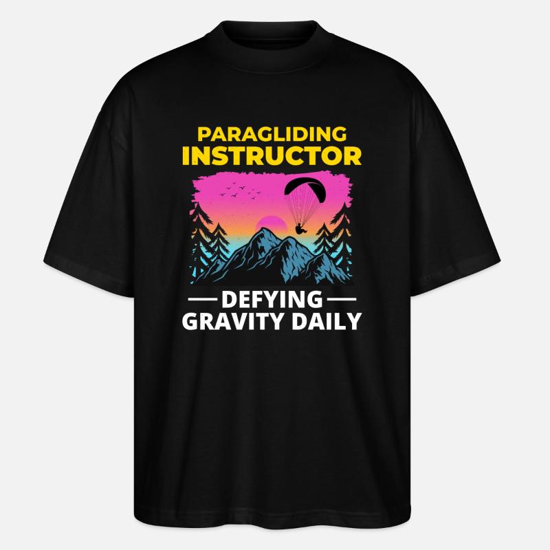 Gleitschirmpilot Gleitschirmlehrer Berge - Stanley/Stella Oversized Unisex Bio T-Shirt Blaster 2.0 - Schwarz