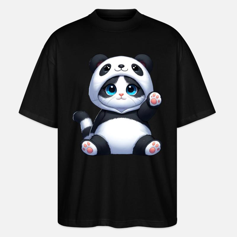 Katze im Panda-Kostüm - Stanley/Stella Oversized Unisex Bio T-Shirt Blaster 2.0 - Schwarz