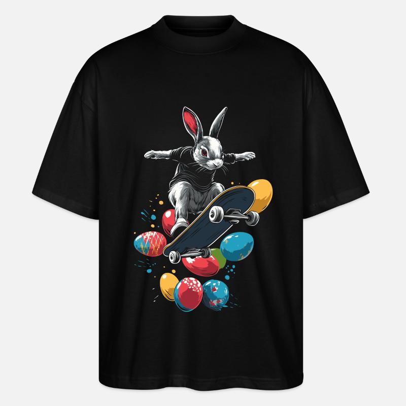 Lapin de Pâques Skateboard - T-shirt bio Blaster 2.0 coupe oversize Stanley/Stella Unisexe - noir