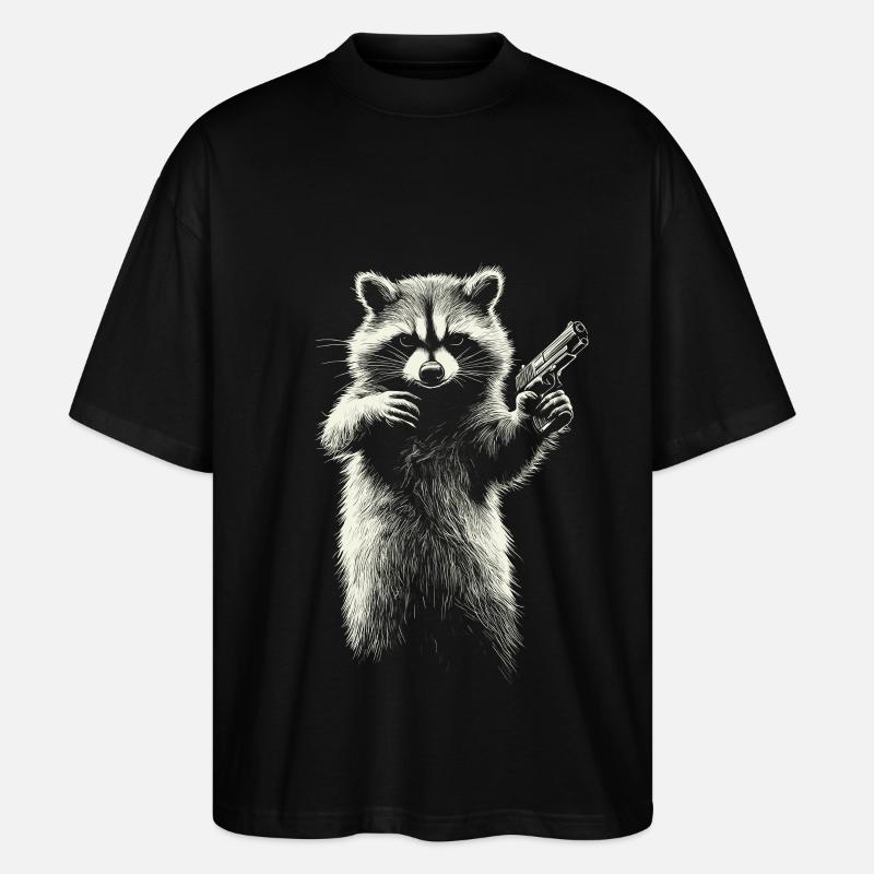 Waschbär mit Pistole - Stanley/Stella Oversized Unisex Bio T-Shirt Blaster 2.0 - Schwarz