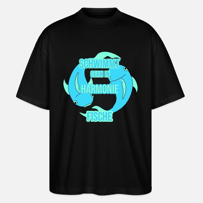 Fische Sternzeichen - Stanley/Stella Oversized Unisex Bio T-Shirt Blaster 2.0 - Schwarz