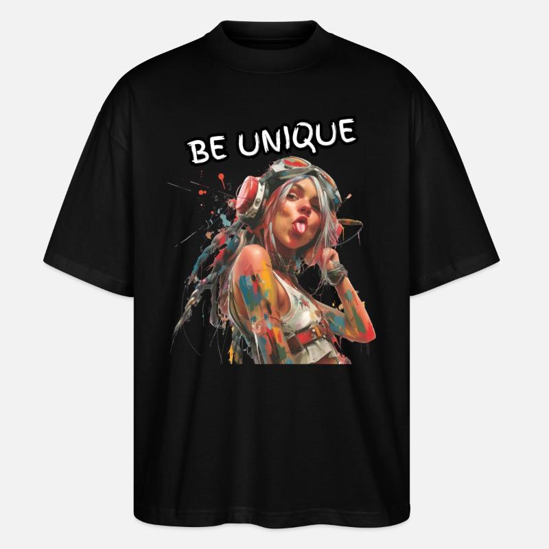 BE UNIQUE. Selbsttreue, Selbstbewusst, Individual, - Stanley/Stella Oversized Unisex Bio T-Shirt Blaster 2.0 - Schwarz