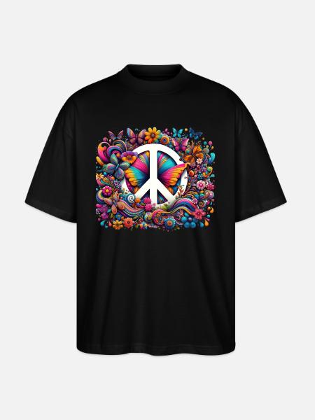 Peaceful Butterflies Symphony - Stanley/Stella Oversized Unisex Organic T-shirt Blaster 2.0 - black