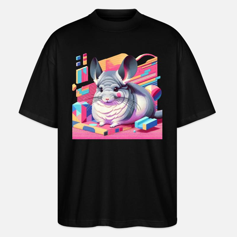 Chinchilla Neon Retro - Stanley/Stella Oversized Unisex Bio T-Shirt Blaster 2.0 - Schwarz
