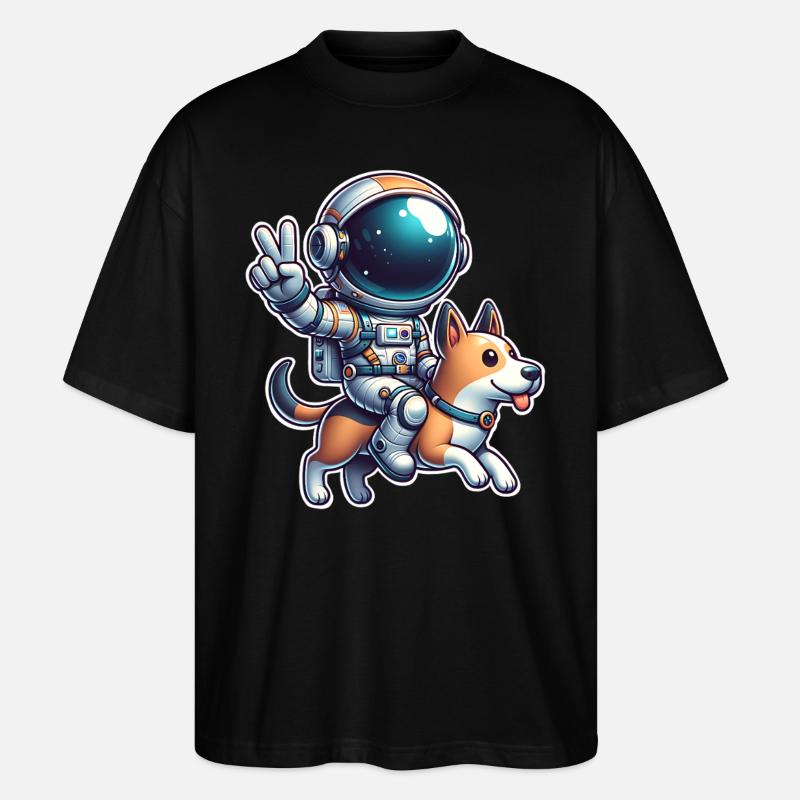 Chien astronaute - T-shirt bio Blaster 2.0 coupe oversize Stanley/Stella Unisexe - noir
