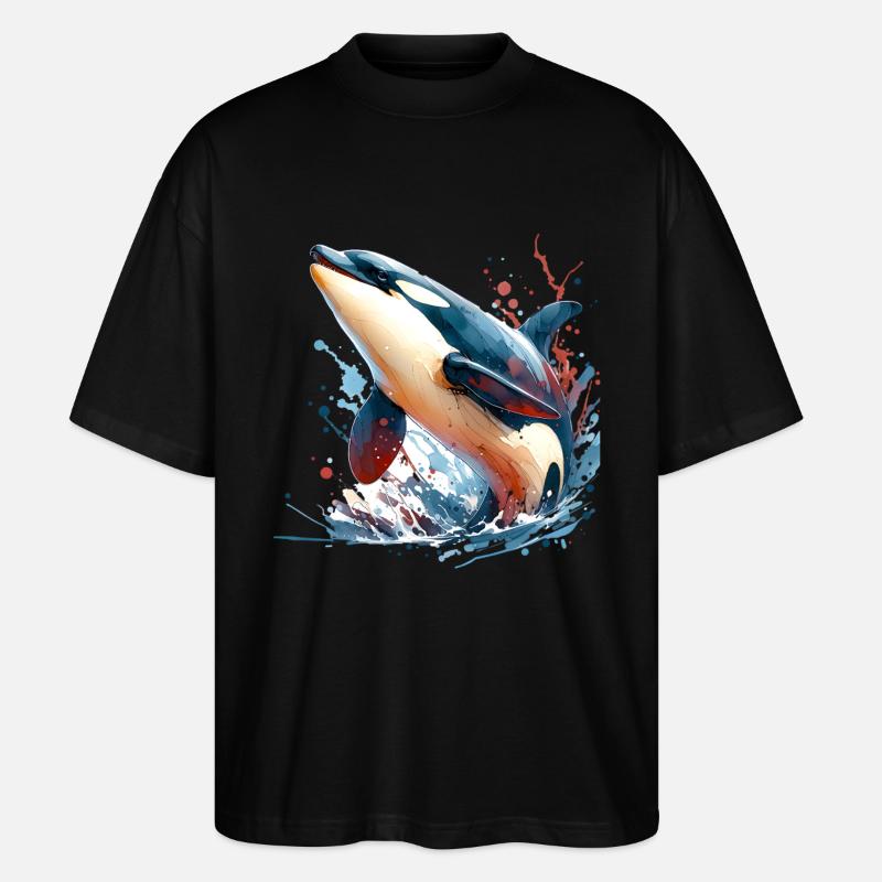 Orca Killer Whale - Stanley/Stella Oversized Unisex Organic T-shirt Blaster 2.0 - black