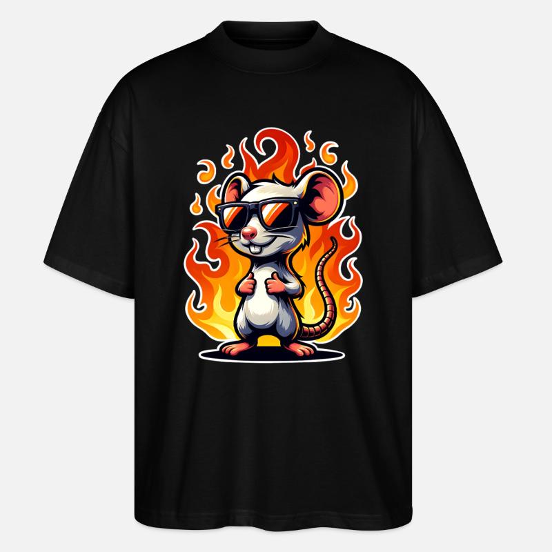 Maus Flamme - Stanley/Stella Oversized Unisex Bio T-Shirt Blaster 2.0 - Schwarz
