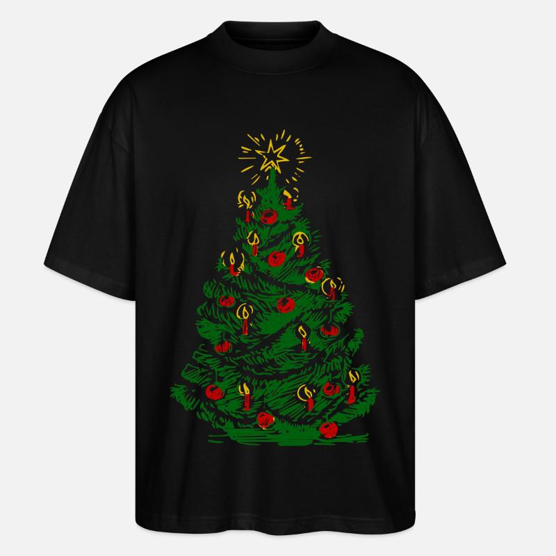 Weihnachtsbaum mit Kerzen und Stern - Stanley/Stella Oversized Unisex Bio T-Shirt Blaster 2.0 - Schwarz