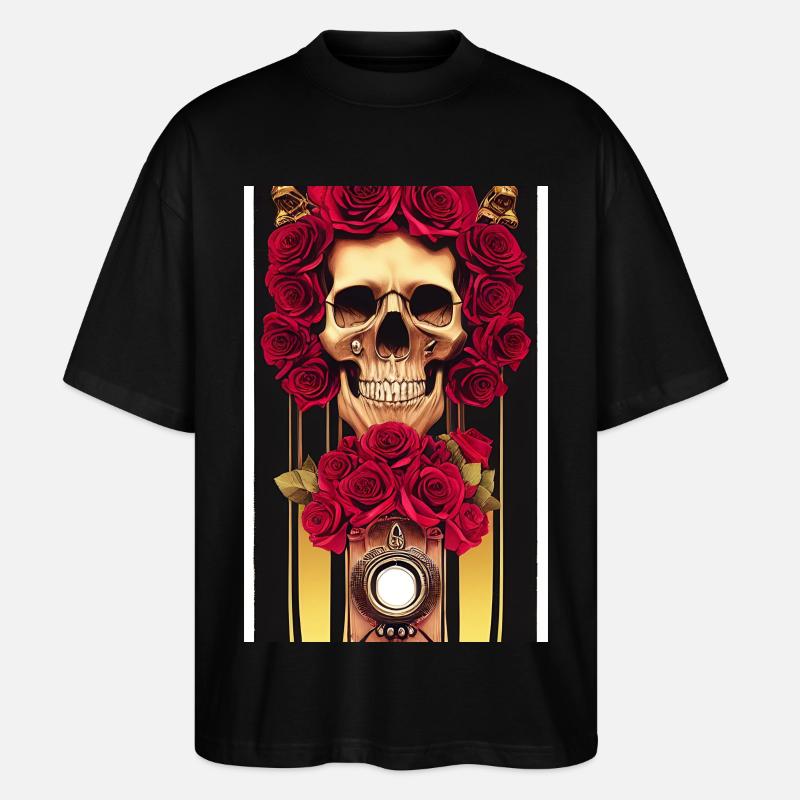 Abstract skull with roses - Stanley/Stella Oversized Unisex Organic T-shirt Blaster 2.0 - black