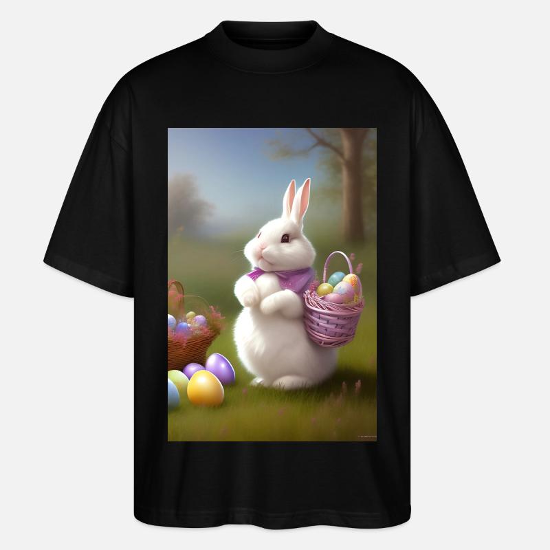Osterhase mit Oster Eier - Stanley/Stella Oversized Unisex Bio T-Shirt Blaster 2.0 - Schwarz