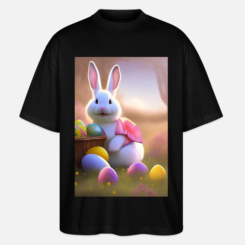 Osterhase mit Oster Eier - Stanley/Stella Oversized Unisex Bio T-Shirt Blaster 2.0 - Schwarz