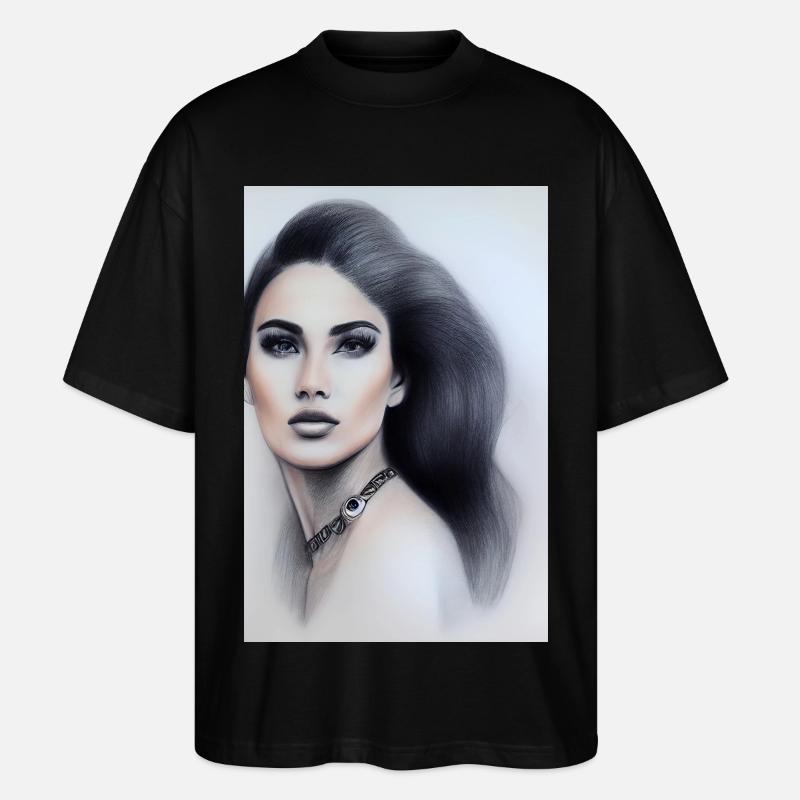 Frau mit Schmuck - Stanley/Stella Oversized Unisex Bio T-Shirt Blaster 2.0 - Schwarz