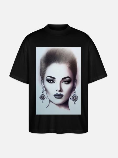 Frau mit Schmuck - Stanley/Stella Oversized Unisex Bio T-Shirt Blaster 2.0 - Schwarz